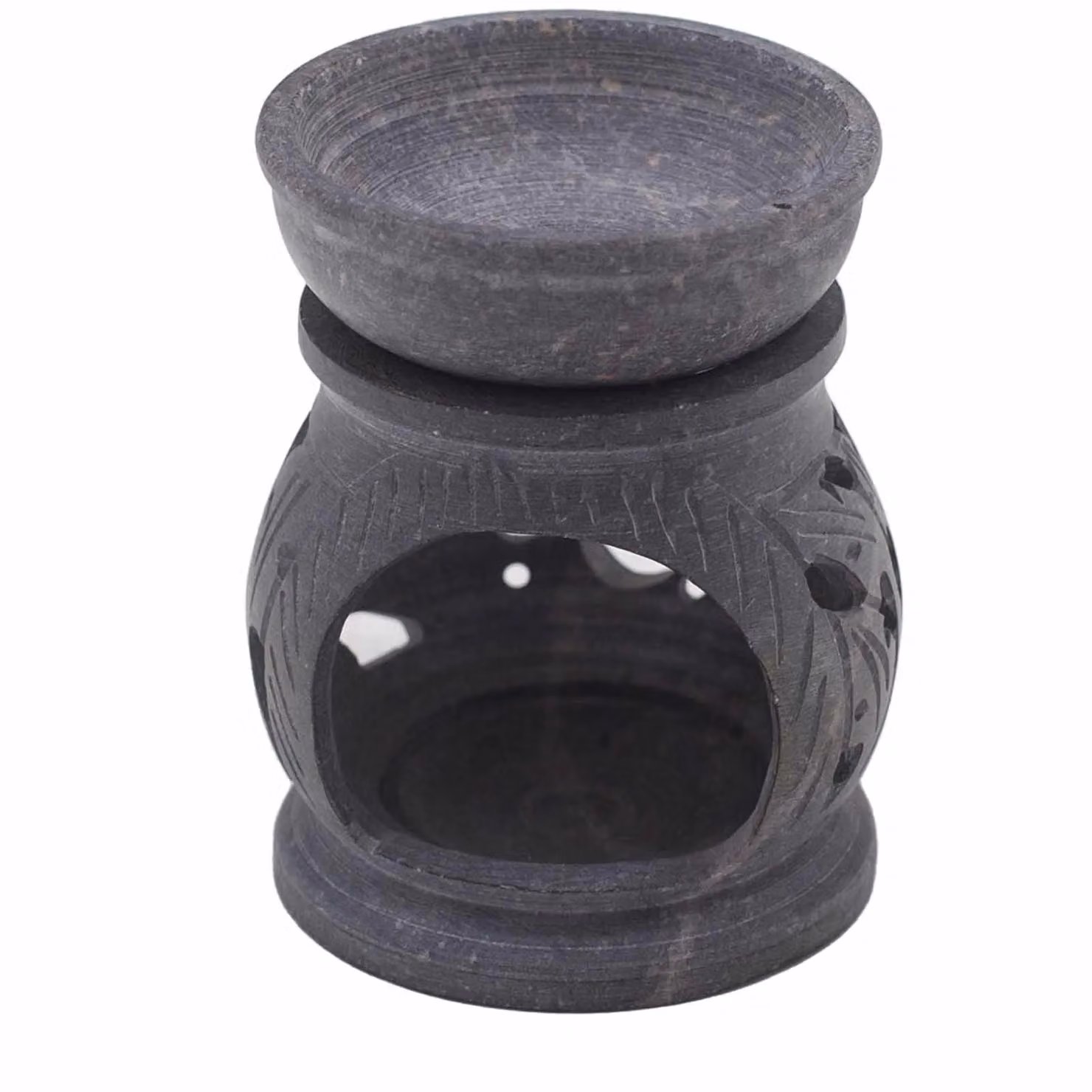 KDMD Om Soapstone Oil Burner for Tealights, Grey, Diameter: 8 cm – 3