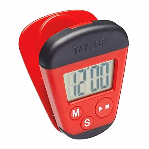 Taylor Professional Portable Digital Kitchen Timer with Memo Clip and Magnetic Back, Red and Black, W: 4 cm, D: 5.5 cm, H: 7 cm – 1
