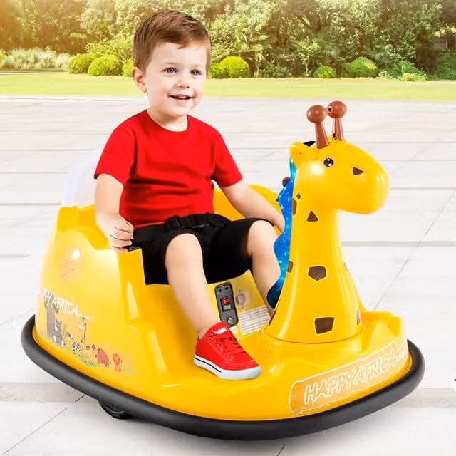 Costway Giraffe Toddler Bumper Car Electric Ride On with Light and Sound, Yellow