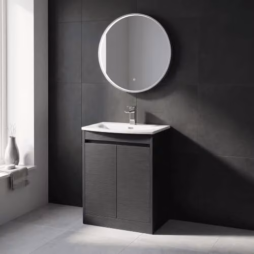 Balterley 2 Door Freestanding Bathroom Vanity Unit with Curved Basin and Soft Close Doors, Graphite Grey, W/D/H: 60 x 39.5 x 83.5 cm – 4