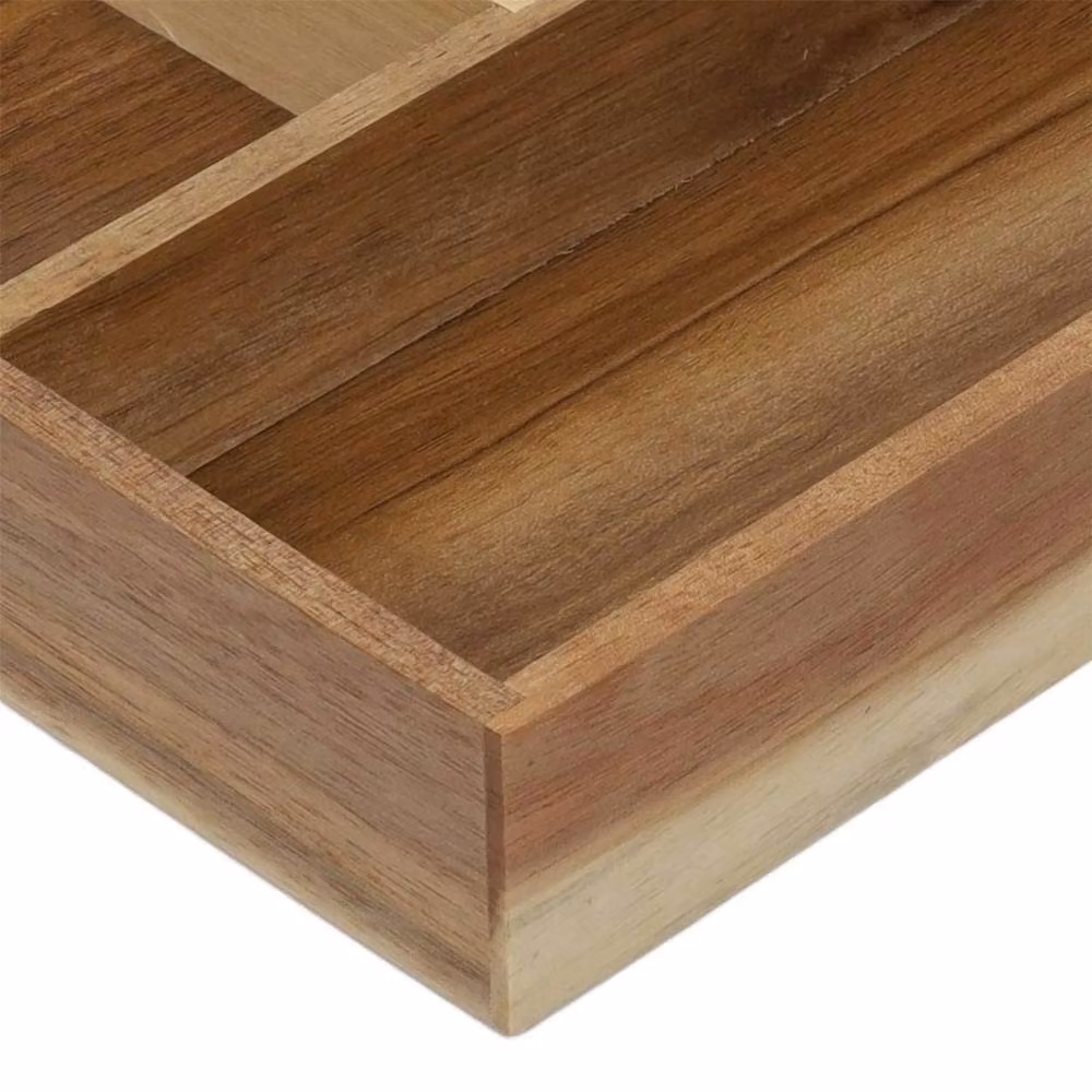 SPETLEK Acacia Wood Drawer Organiser in Brown, W: 30.0 cm, D: 20.0 cm – 3