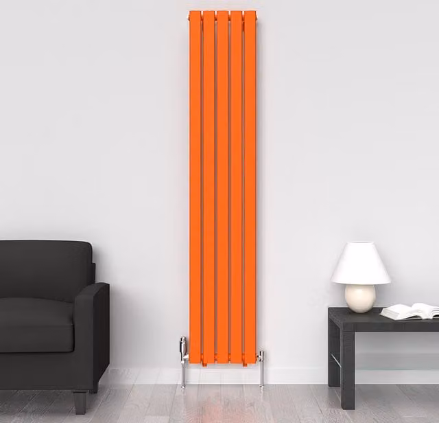 Lux Heat Flat Coloured Vertical Steel Radiator in Orange, H 180 cm x W 35 cm