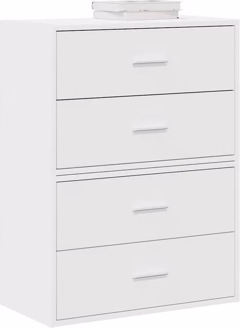 Berkfield Set of 2 Modern White Cabinets with 2 Drawers, W/D/H: 60 x 31 x 40 cm