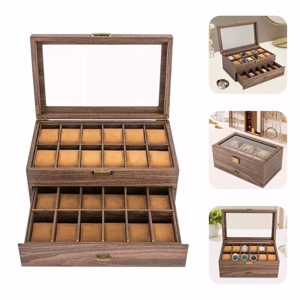PAWNORA Wood Grain Display Case Organizer Box in Brown – 3
