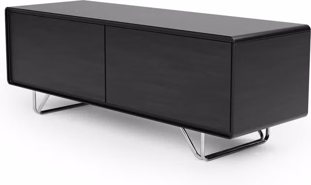 Alphason Apollo Modern Black Lacquered Glass TV Stand with Media Compartments