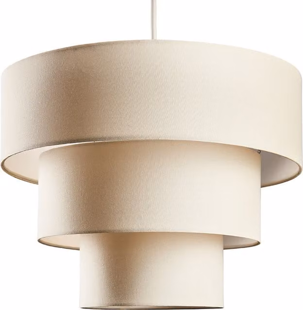 ValueLights Modern Cylinder Fabric Ceiling Pendant Light Shade in Beige and Yellow, H: 38 cm, W: 30 cm, D: 30 cm