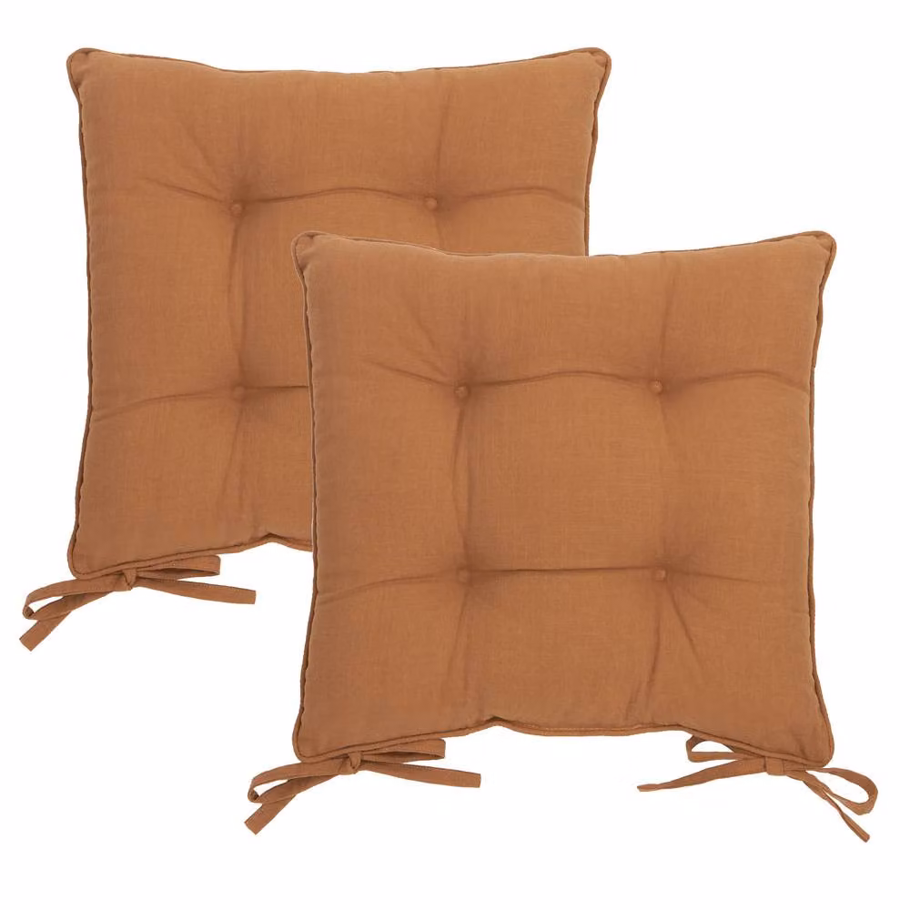 Riva Home 2-Pack Amber Slub Cotton Square Seat Pads, W/D/H: 40 x 40 x 40 cm – 3
