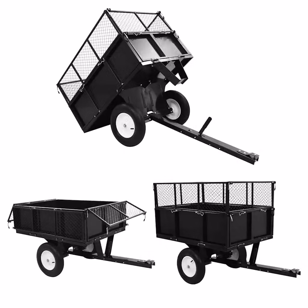 Berkfield Home Tipping Trailer for Lawn Mower with 300 kg Load Capacity in Black and Multicolour – 5