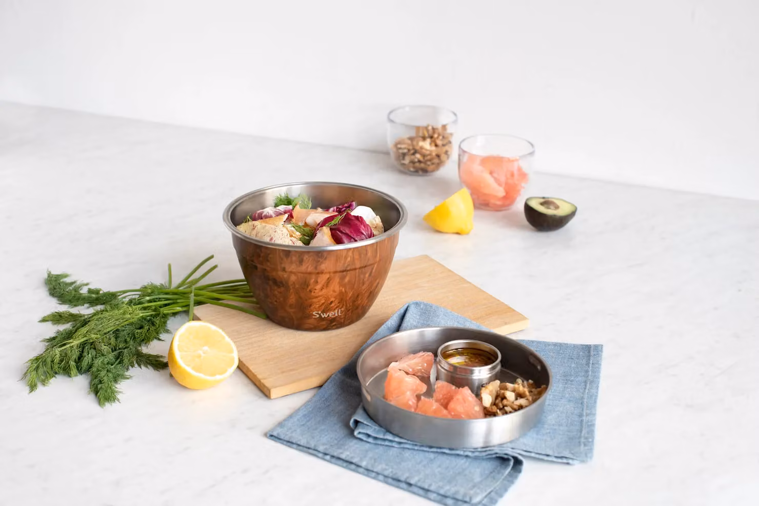 S'well Teakwood Salad Bowl Kit in Brown, 1.9 l – 2