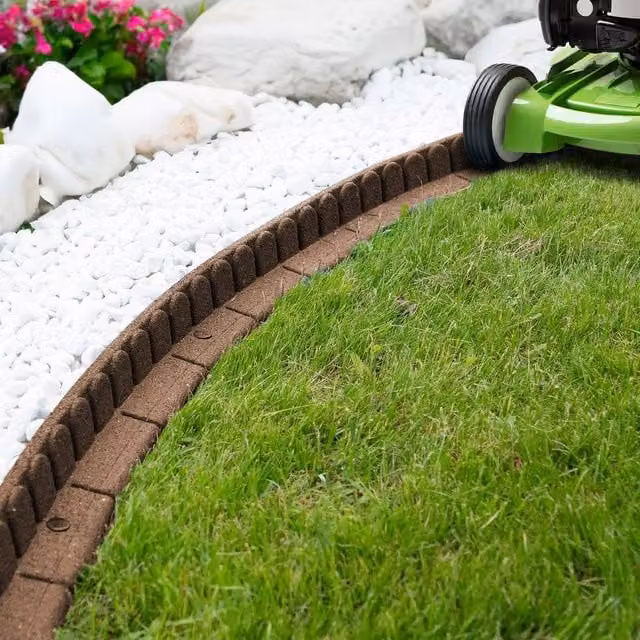 Nicoman Flexible Rubber Garden Edging Border, Brown, 20 Pack