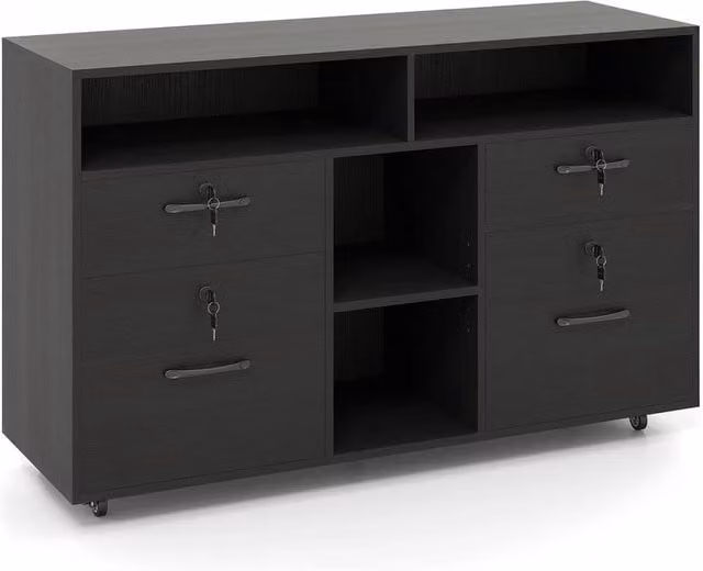 Kelvenix Mobile Lateral Filing Storage Cabinet in Black – 1