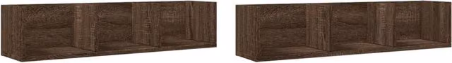 Berkfield Home Wall Mounted Cabinets, 2 Piece, Brown Oak, W: 75 cm, D: 18 cm, H: 16.5 cm – 1