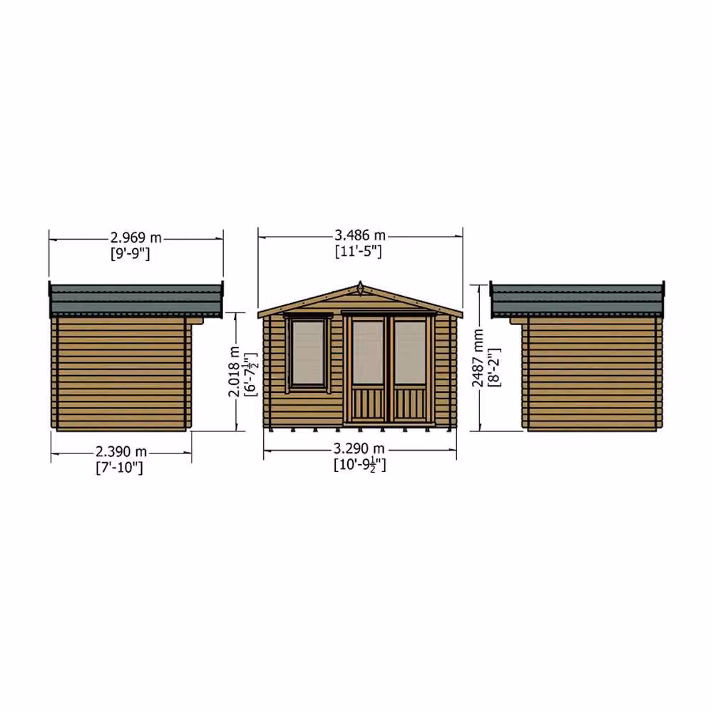 Shires Berryfield Log Cabin Garden Room and Home Office in Beige – 2