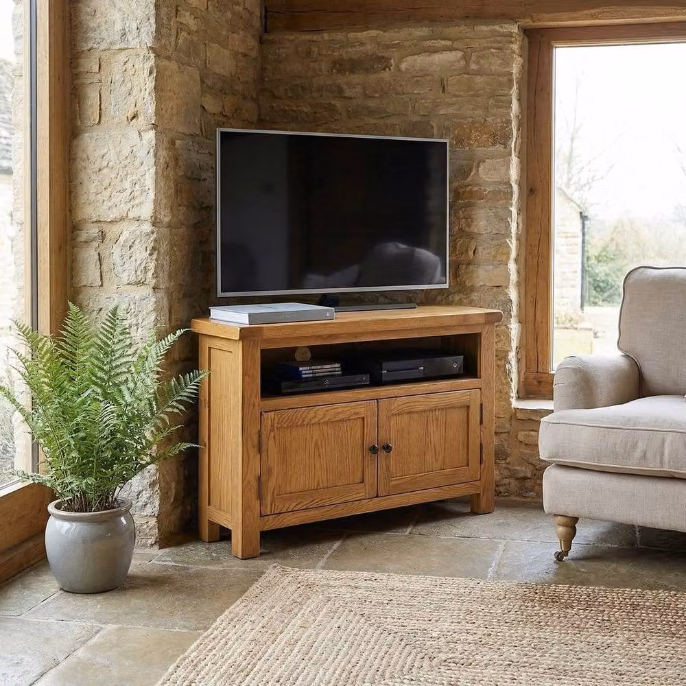 FORGEVIO Rustic Wild Oak TV Stand in Brown – 3