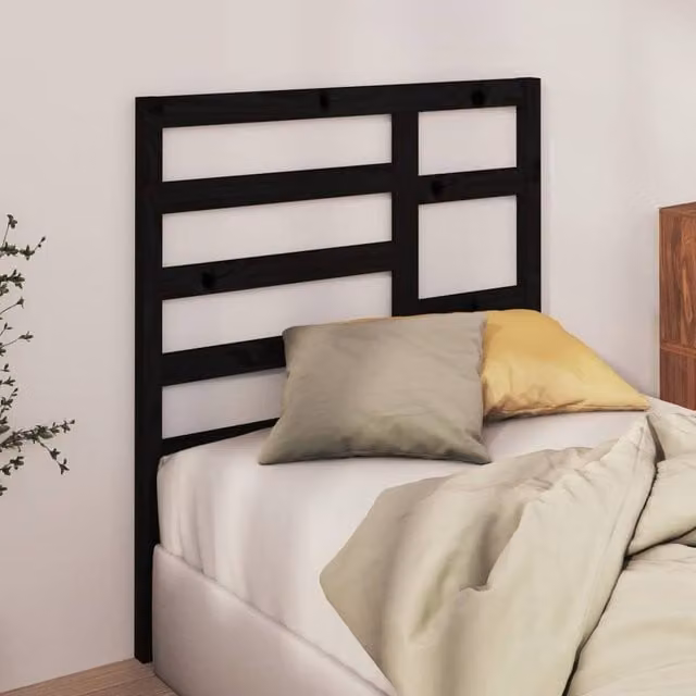 Berkfield Home Beautiful Bed Headboard in Black Solid Pine Wood, W: 96 cm, D: 4 cm, H: 104 cm