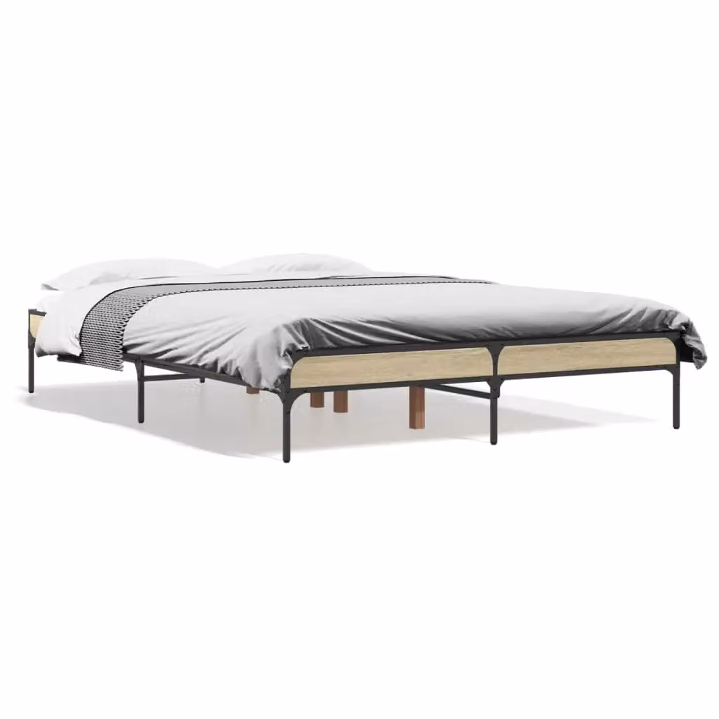 Berkfield Home Sonoma Oak Bed Frame in Brown, W/D/H: 140 x 190 cm – 2