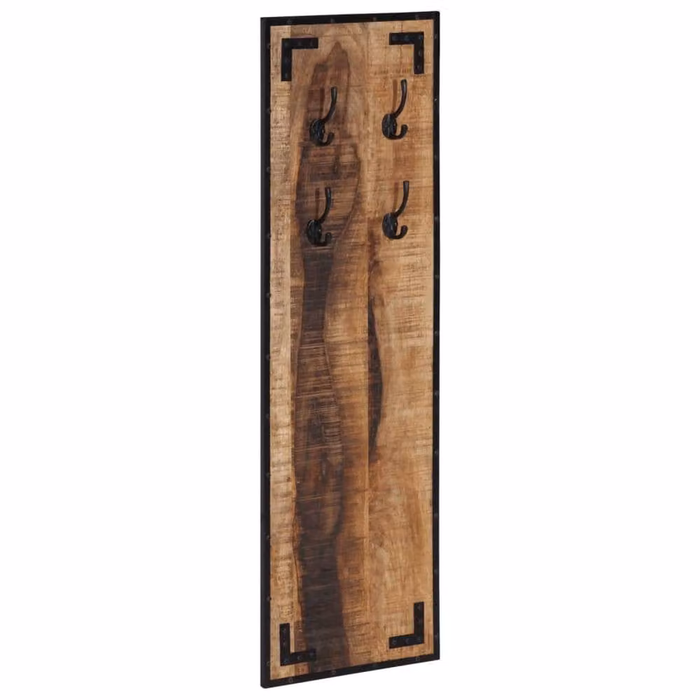 Berkfield Home Beautiful Rustic Mango Wood Coat Rack in Brown, W/D/H: 35 x 8 x 110 cm – 1