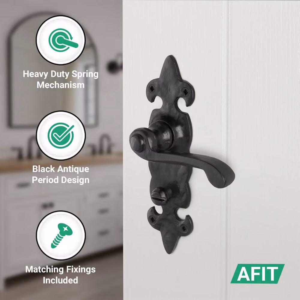 AFIT Black Antique Cast Iron Bathroom Handles and Hinges Set – 3