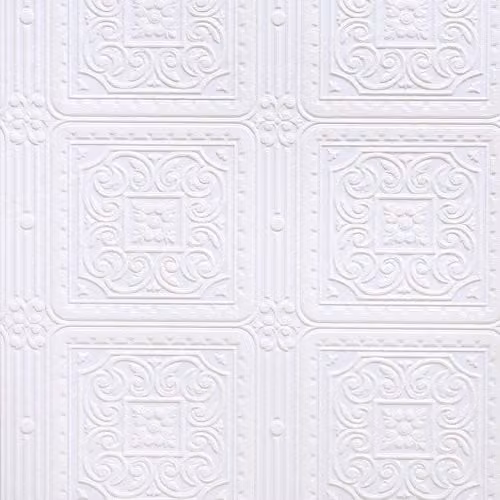 Brewster RD80000 Turner Tile Geometric Textured Vinyl Wallpaper, White, W: 20.9 cm, H: 53.08 cm