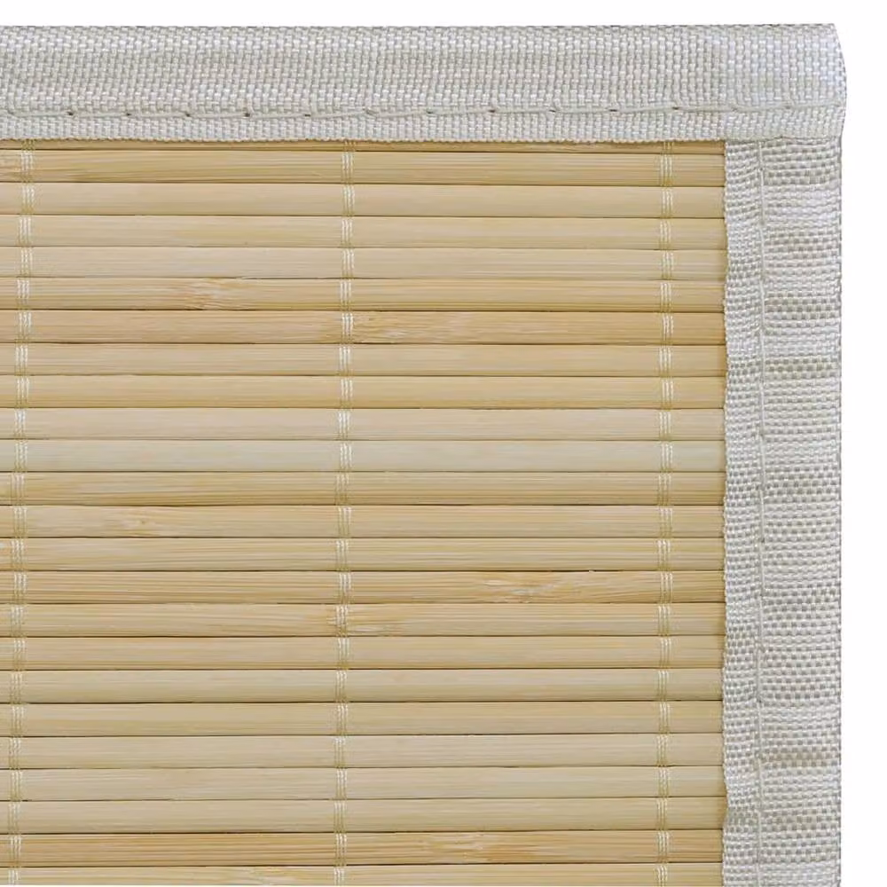 Berkfield Home Rectangular Natural Bamboo Rug in Beige, W: 80 cm, L: 200 cm