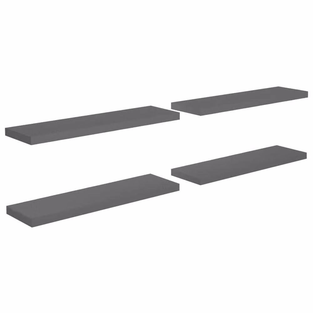 Berkfield Home Set of 4 Durable Floating Wall Shelves in High Gloss Grey, W/D/H: 90 x 23.5 x 3.8 cm – 3