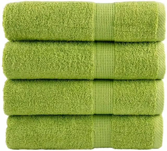 Berkfield Home SOLUND Premium Cotton Terry Bath Towels, 4 Pack, Green, W: 100 cm, L: 150 cm, 600 gsm