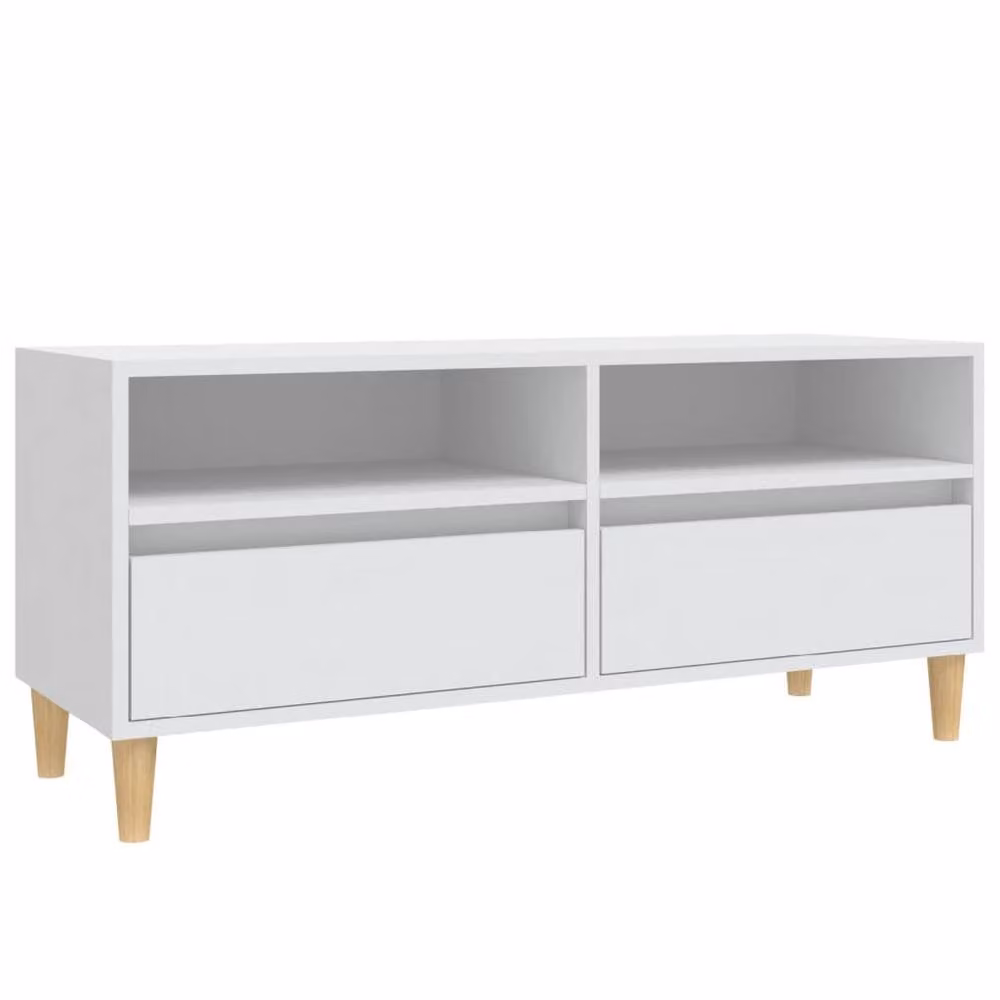 Berkfield Home White TV Cabinet in Engineered Wood, W: 100 cm, D: 34.5 cm, H: 44.5 cm – 2