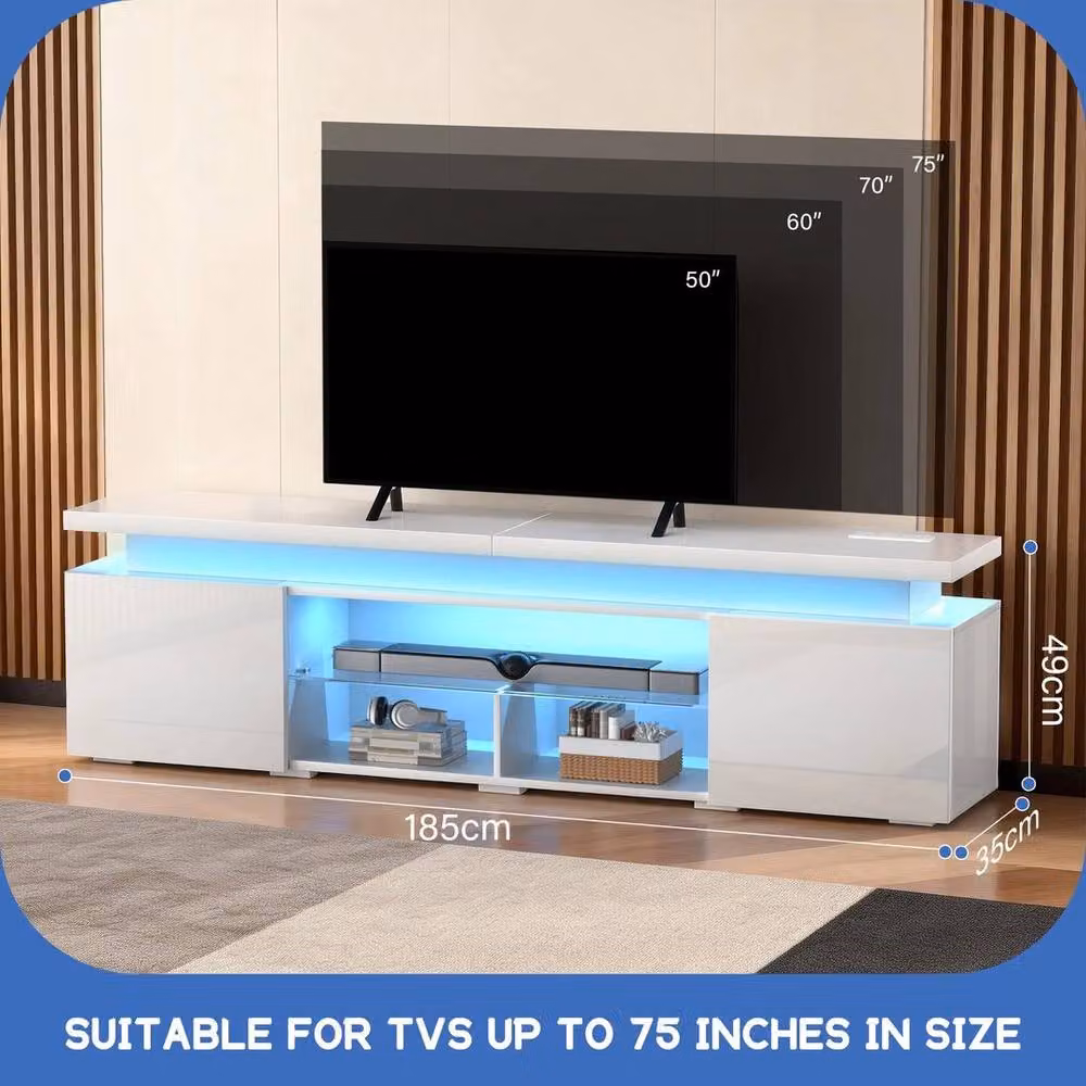 SPETLEK High Gloss Modern TV Stand Cabinet in White – 3