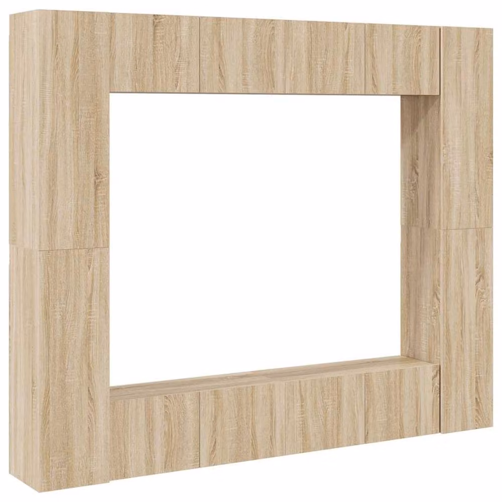 Berkfield Home 8 Piece Modern TV Cabinet Set in Sonoma Oak and Light Brown MDF – 2