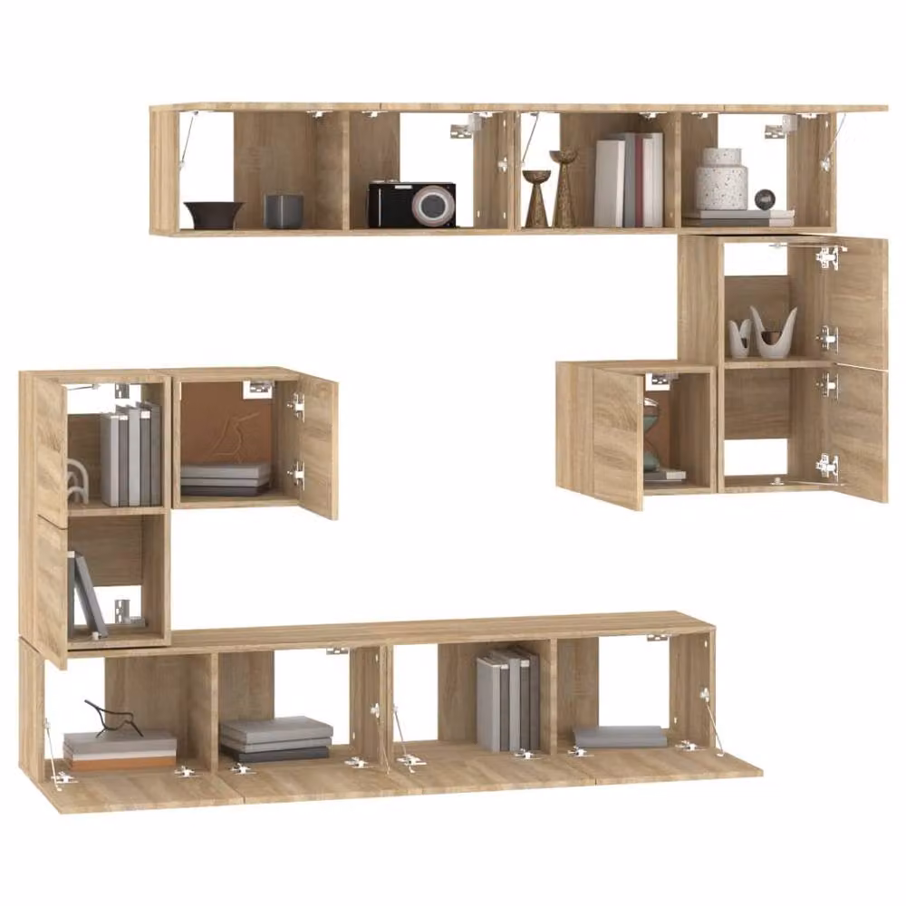 Berkfield Home Wall-mounted TV Cabinet in Sonoma Oak Brown – 3