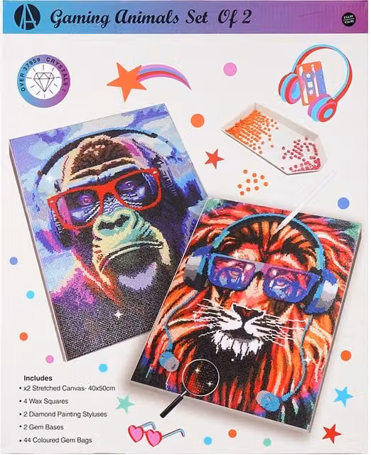 Art Studio Gaming Animals Diamond Painting Set, Multicolour