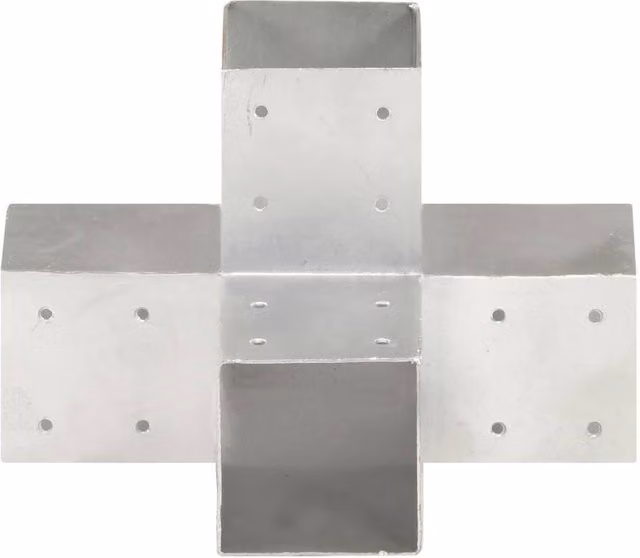 Berkfield Home X Shape Galvanised Metal Post Connectors, Silver, 4 Pieces, 91 x 91 mm – 1