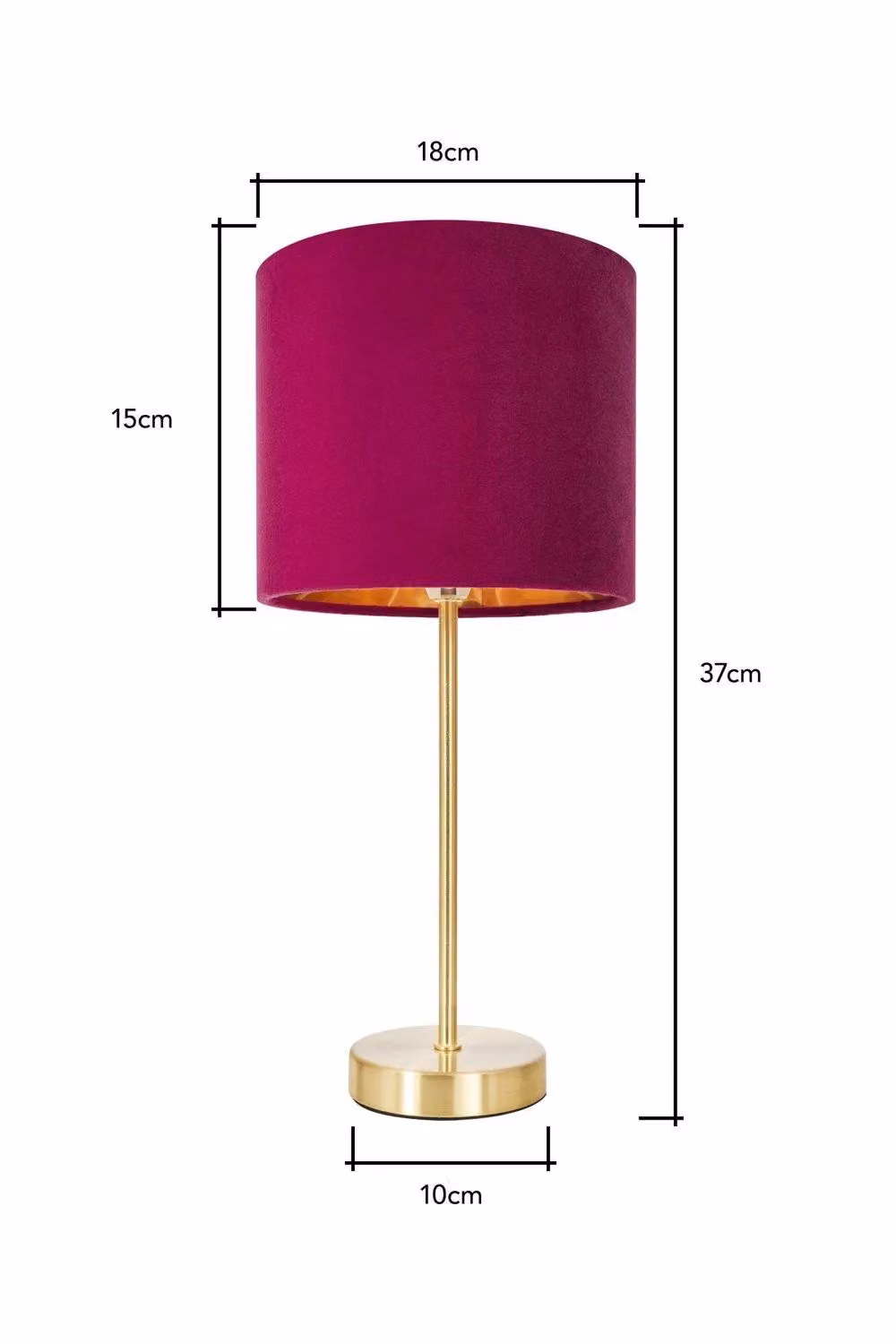 BHS Lighting Red Velvet Table Lamp with Brass Base – 3