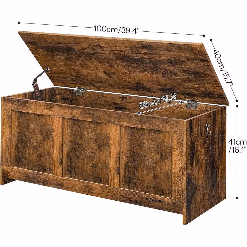 SPETLEK Brown Rustic Wood Toy Storage Chest for Children with Soft Close Lid, W/D/H: 41 x 40 x 40 cm – 2