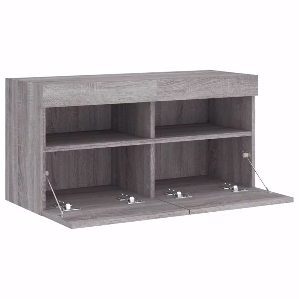 Berkfield Home TV Wall Cabinet with LED Lights in Grey Sonoma, W/D/H: 80 x 30 x 40 cm – 7
