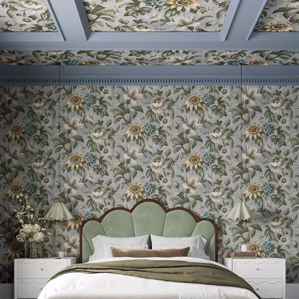 Superfresco Easy Gardenia Breeze Blue and Green Floral Botanical Wallpaper Roll – 2