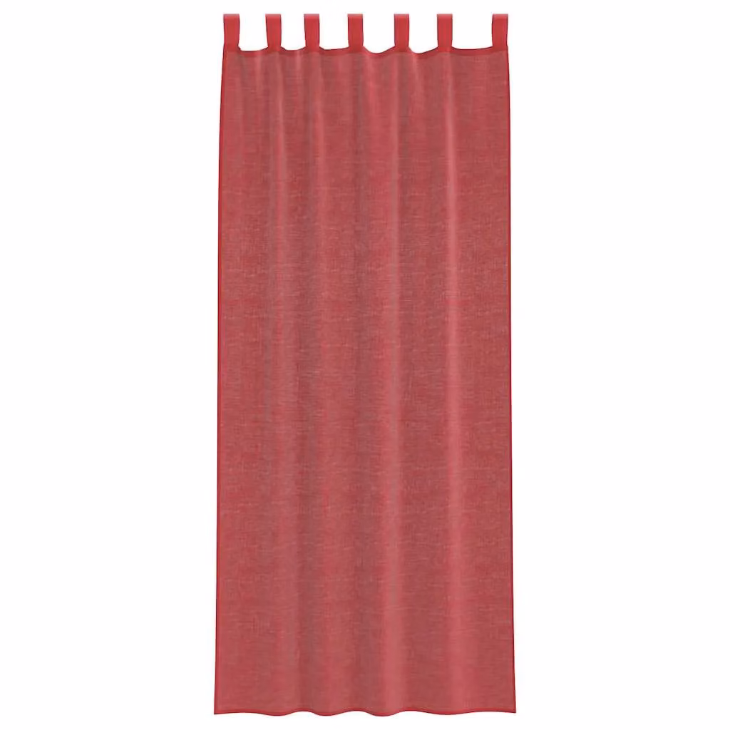 Berkfield Home Red Transparent Voile Fabric Curtains with Tabs, 2 Pack, W: 140 cm, H: 260 cm – 3