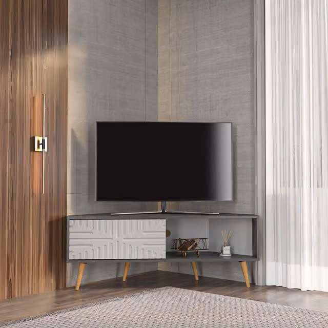 Decorotika Mid-Century Mora TV Unit in Anthracite and White