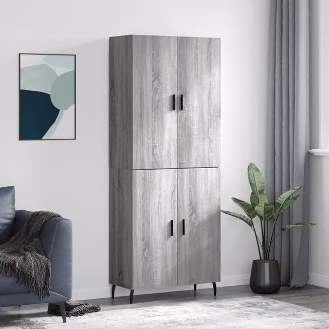 Berkfield Home Grey Sonoma Highboard, H 180 x W 69.5 x D 34 cm – 1
