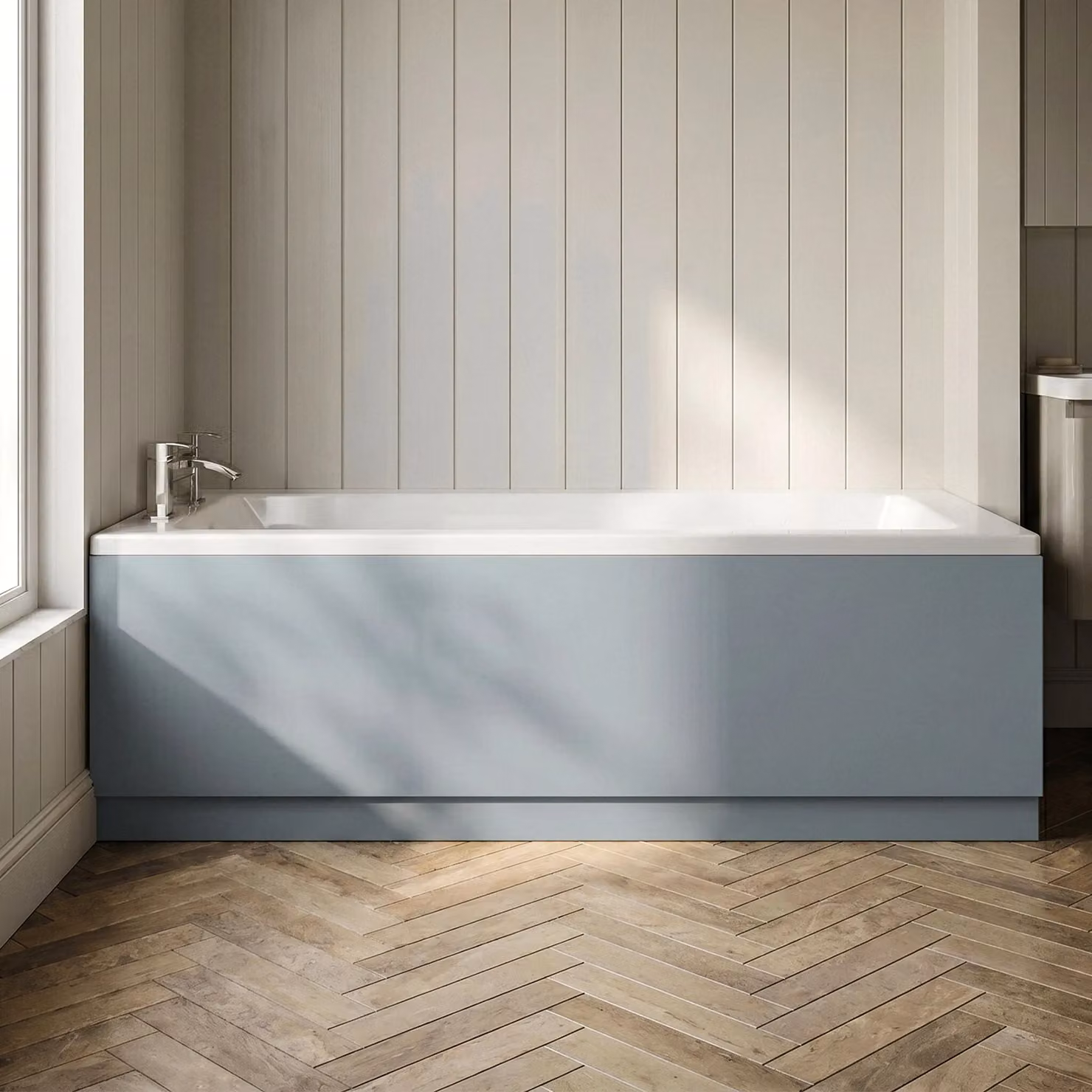 Balterley Edge/Power Straight Front Bath Panel and Plinth in Grey – 3