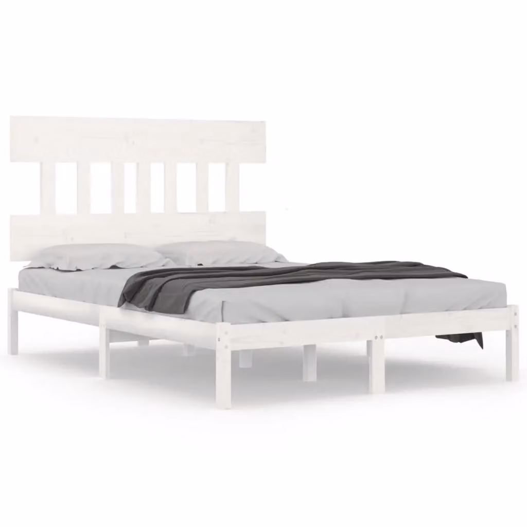 Berkfield Home White Solid Pine Wood Bed Frame W/D/H: 200 x 200 x 31 cm – 2