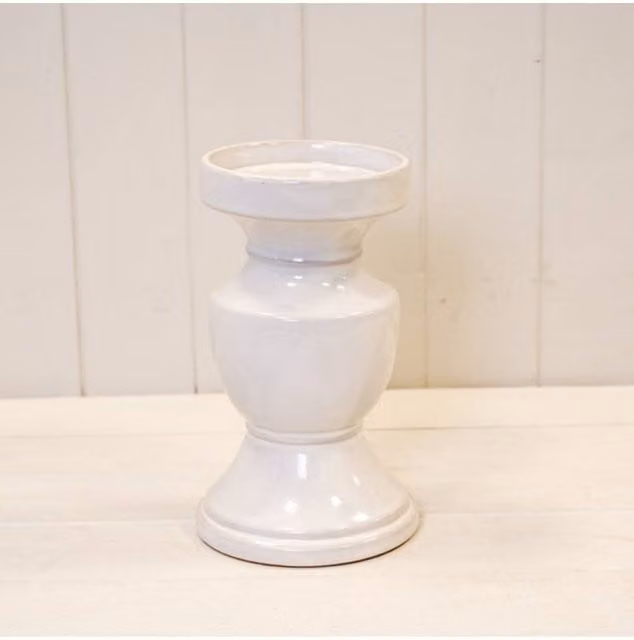 KDMD Large Natural Ceramic Tealight Candle Holder in Beige and White