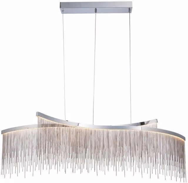 Netlighting Orphelia LED Curve Twin Bar Pendant Light in Polished Chrome and Grey with Warm White Waterfall Effect – 1