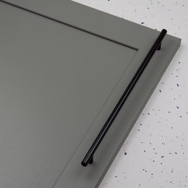 Handle & Home Matt Black Steel Round T Bar Kitchen Cabinet Handle, 380mm