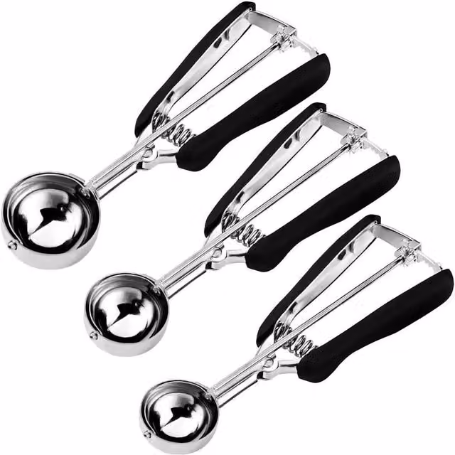 KORVIXA Black Stainless Steel and Silicone Ice Cream Scoop, Length: 30 cm – 1