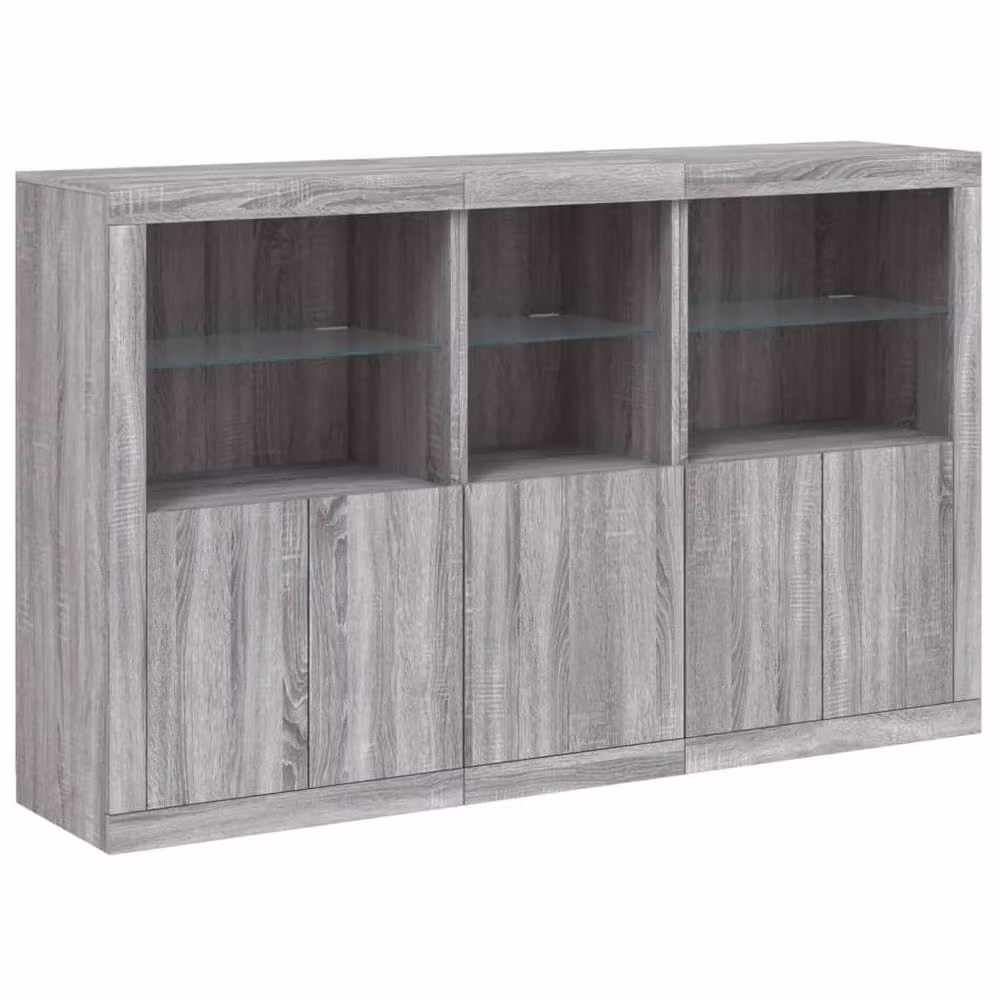 Berkfield Home Modern Sideboard with Integrated LED Lights in Grey Sonoma, W: 162 cm, D: 37 cm, H: 100 cm – 3