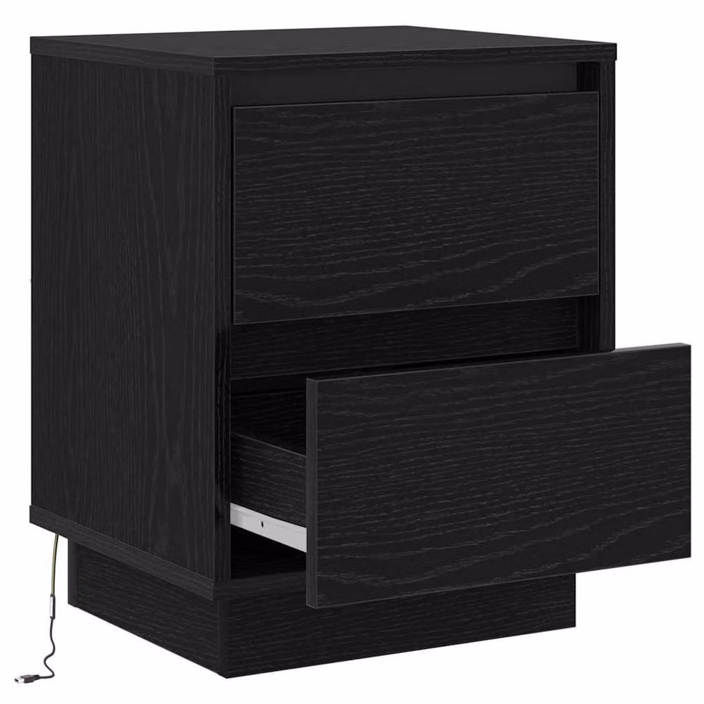 Berkfield Home Modern Bedside Cabinets with Integrated LED Lights, Black, Set of 2, W: 39 cm, D: 34.5 cm, H: 50 cm – 7