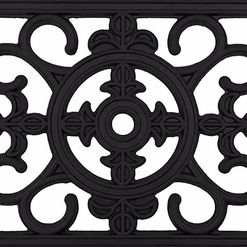 JVL Lexi Wrought Iron Effect Rubber Door Mat and Patio Mat Set in Black, W: 45 cm, L: 120 cm – 9