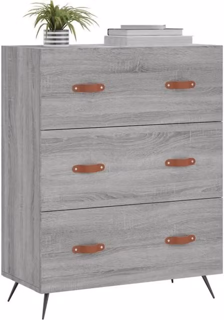 Berkfield Home Classic Chest of Drawers in Grey, W/D/H: 69.5 x 34 x 90 cm
