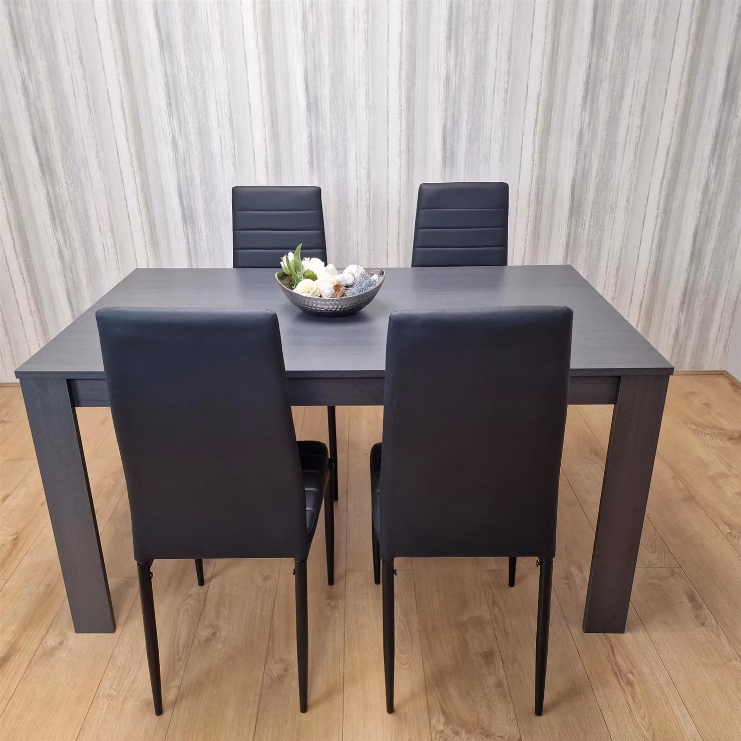 Kosy Koala Modern Rectangular Dining Set with 4 Faux Leather Chairs in Brown and Black – 2